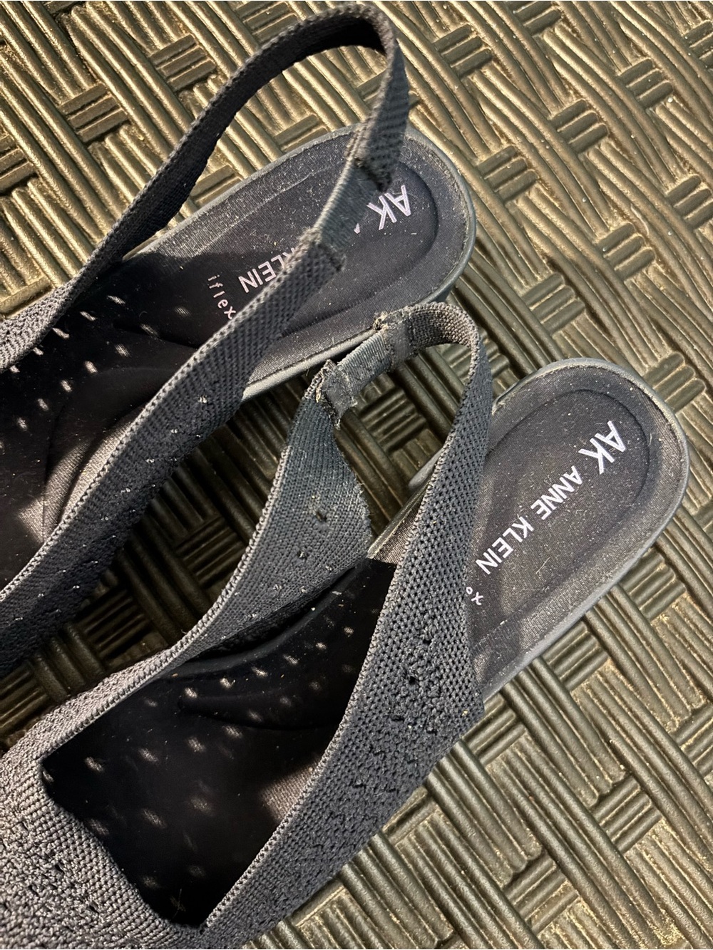 Anne Klein Black Knit Slingback Sandals